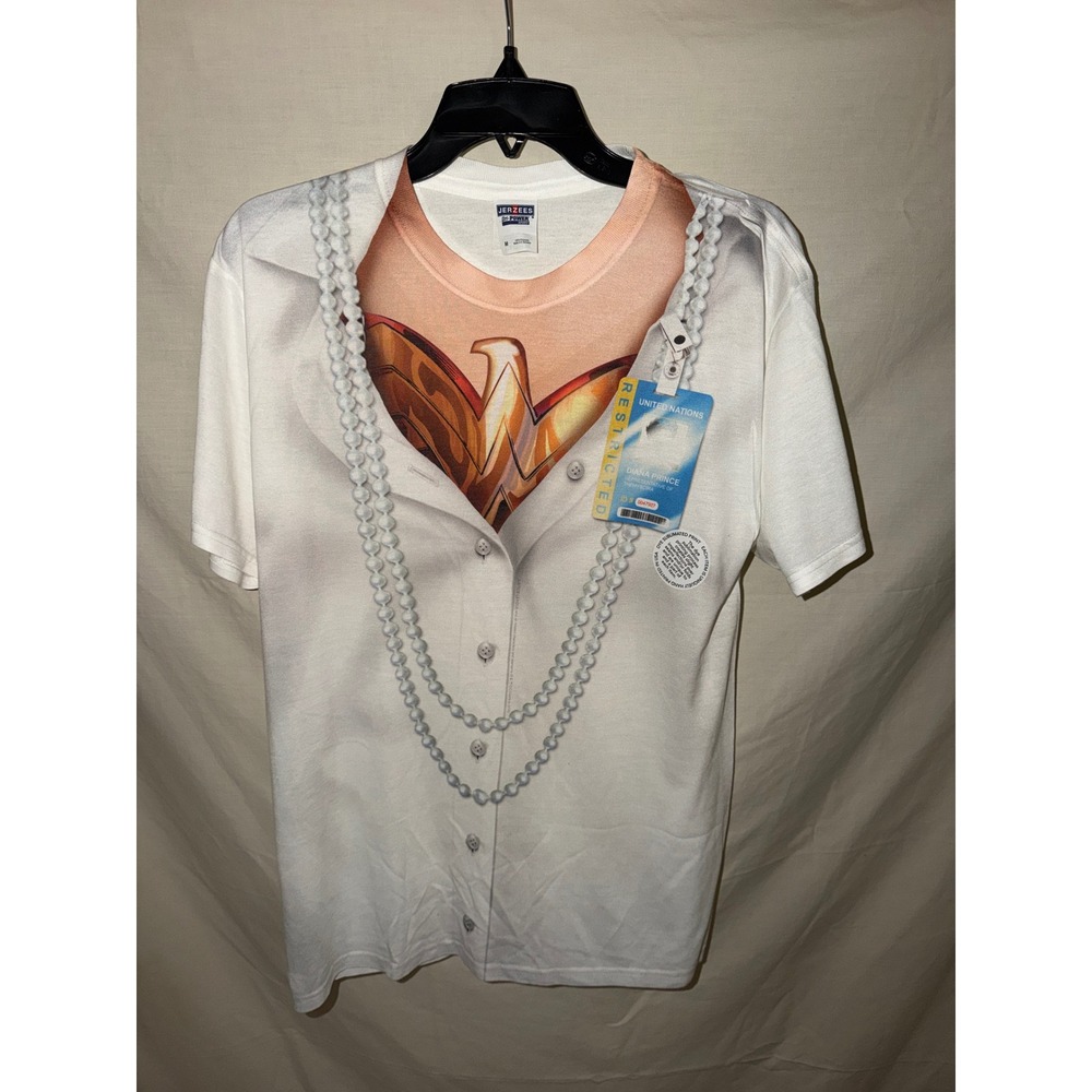 Jerzees Wonder Woman Diana Prince Costume T-Shirt White Graphic Tee Medium
